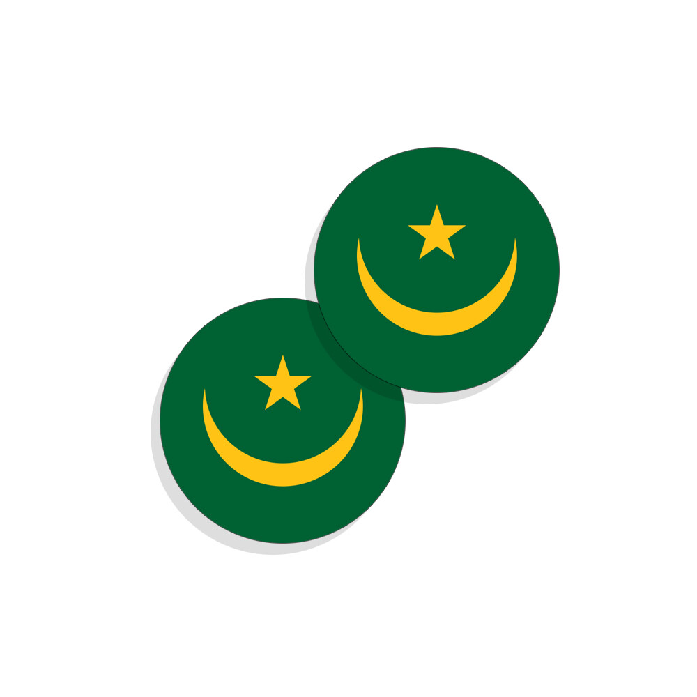 Mauritania Flag Stickers Flag Decals Round Indoor Outdoor Circles 4 pack