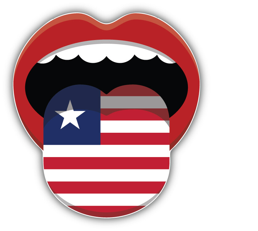 Liberia Language Mouth Flag Car Bumper Sticker Decal