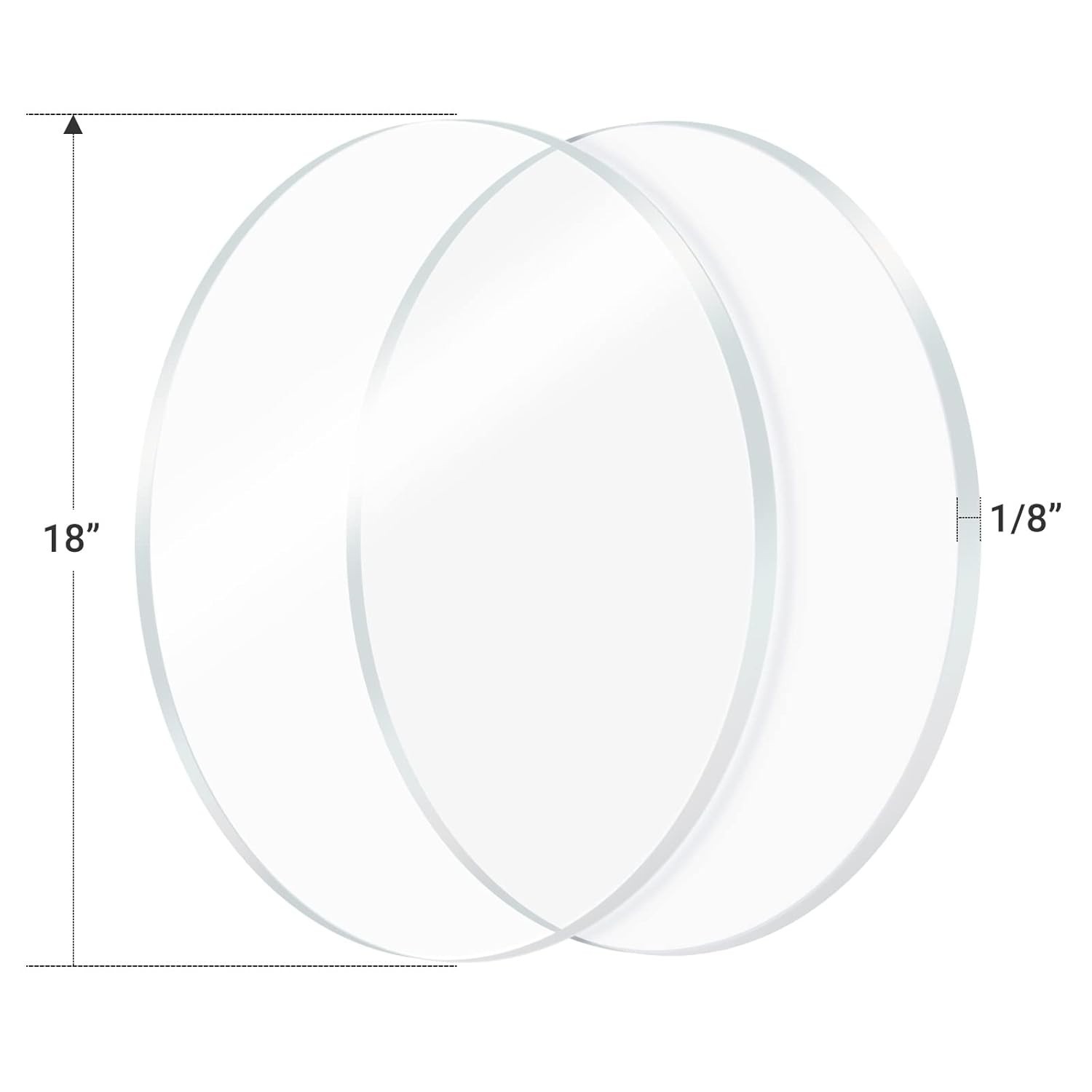2 láminas redondas de plexiglás de 1/8", círculo de acrílico transparente