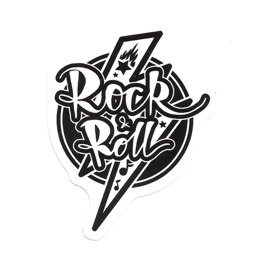 Rock & Roll Vinyl Sticker Lightning Bolt Decal Classic Retro Music Rocker Gear