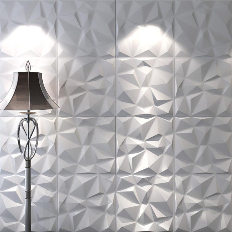 3D Wall Panels Diamond Textured PVC for Interior Decor Black 30x30cm 10 Pack