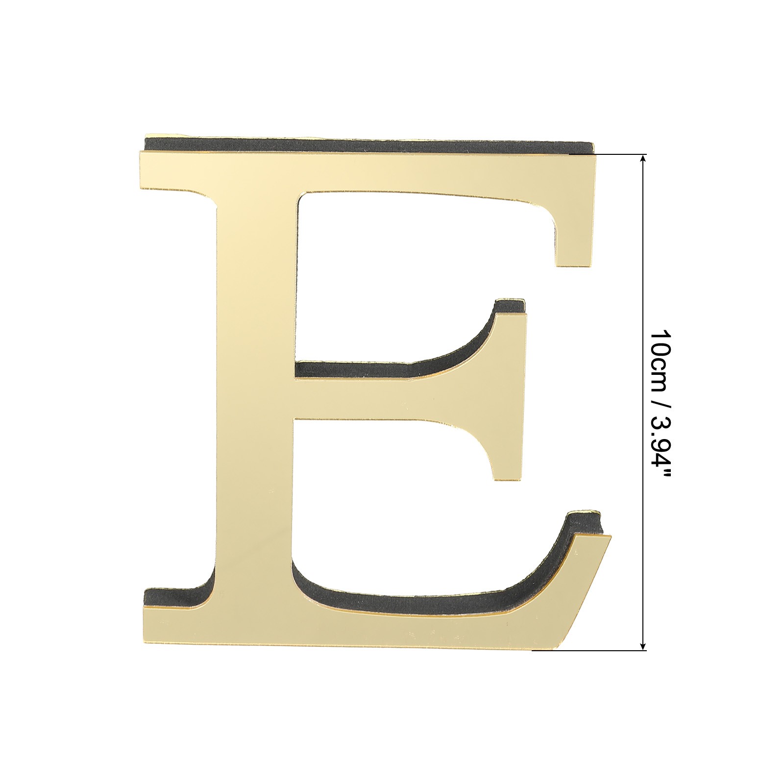 3D Acrylic Alphabet Mirror Wall Stickers Letter E Self-Adhesive Light Gold