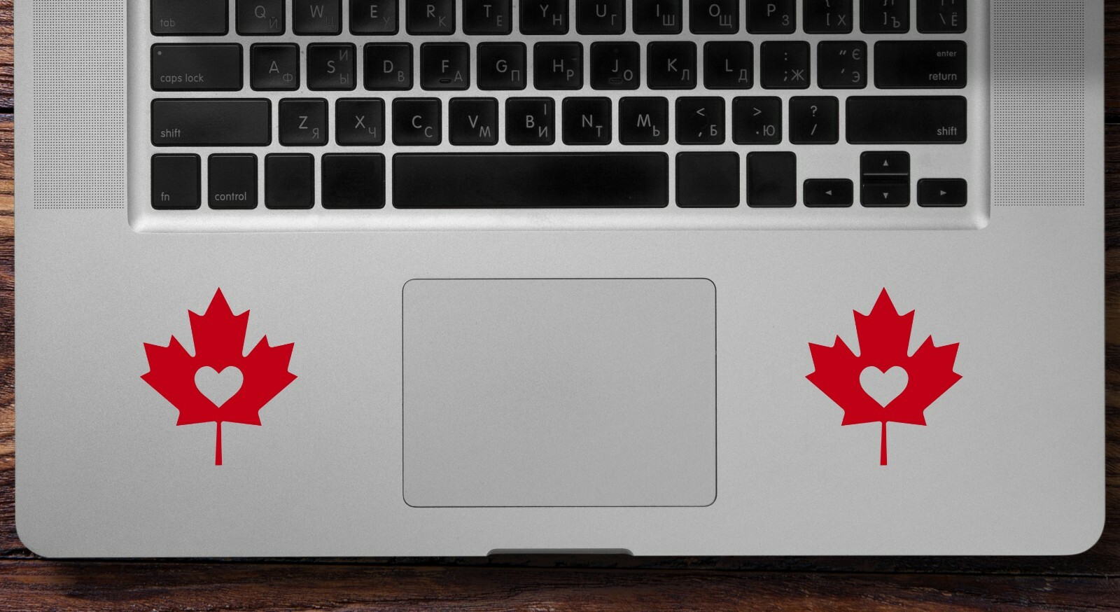 Maple Leaf with Heart Vinyl Decal Sticker | Canada Canadian Flag | Die Cut Decal