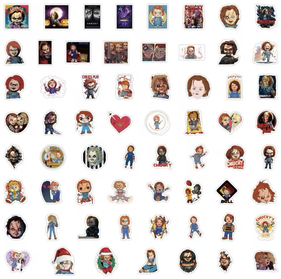 Chucky Style Stickers 60pk Chucky Horror Stickers Tiffany Chucky Good Boy Fun