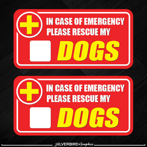 2x Dog Pet Rescue Sticker Emergency Fire Safety Safe Warning Caution Pets Cat