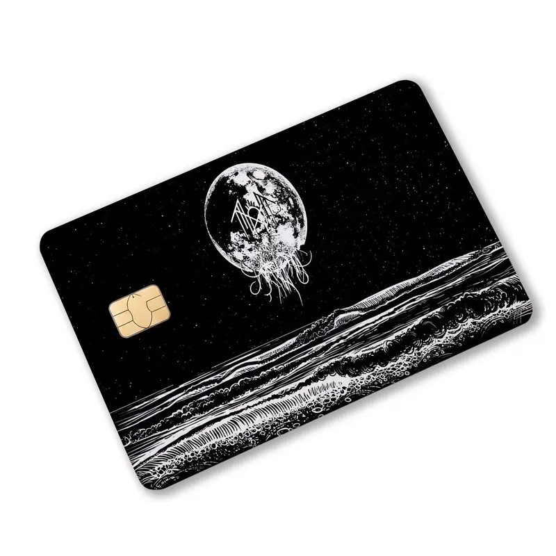 Sleep Token Moon Ocean Card Skin Black White Celestial Alt Fan Credit Card Cover