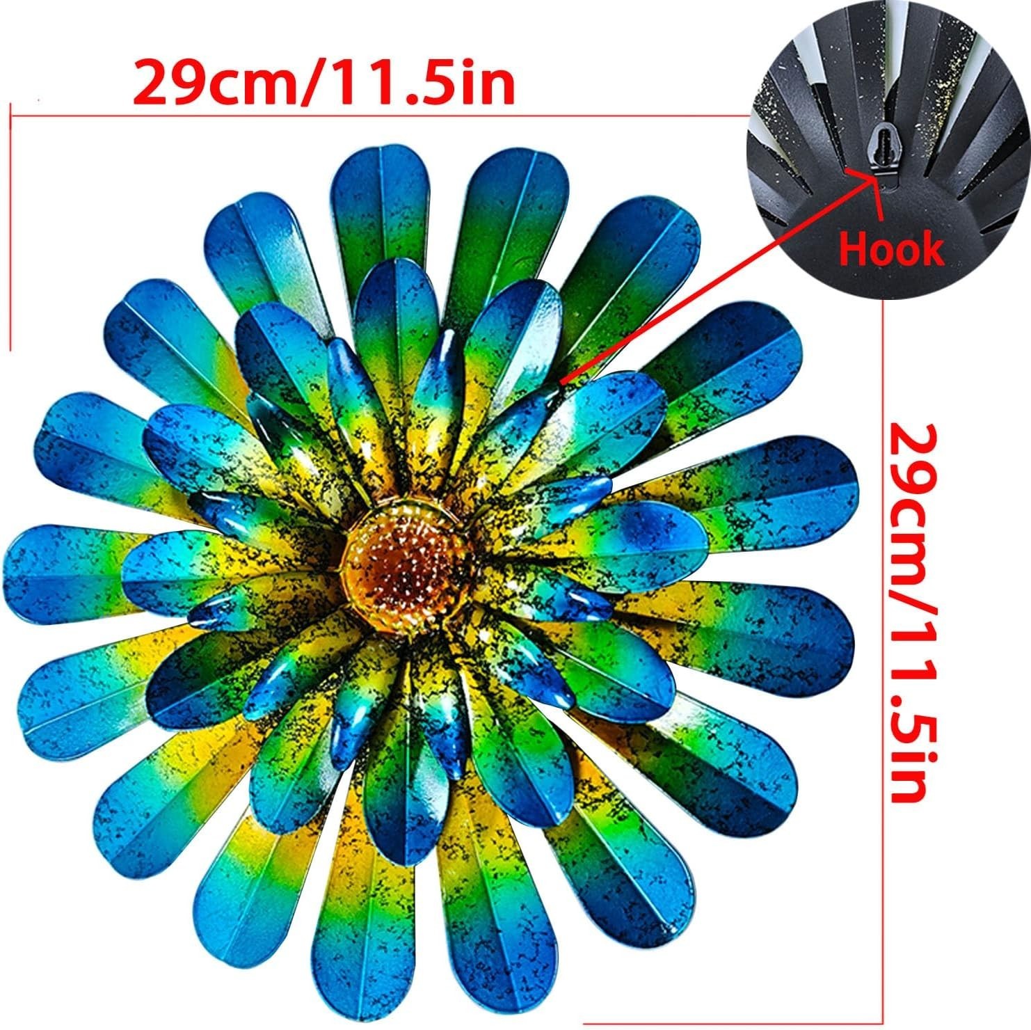Elegant 2 Pack 12-Inch Hand-Painted Metal Flower Wall Art – Indoor & Outdoor