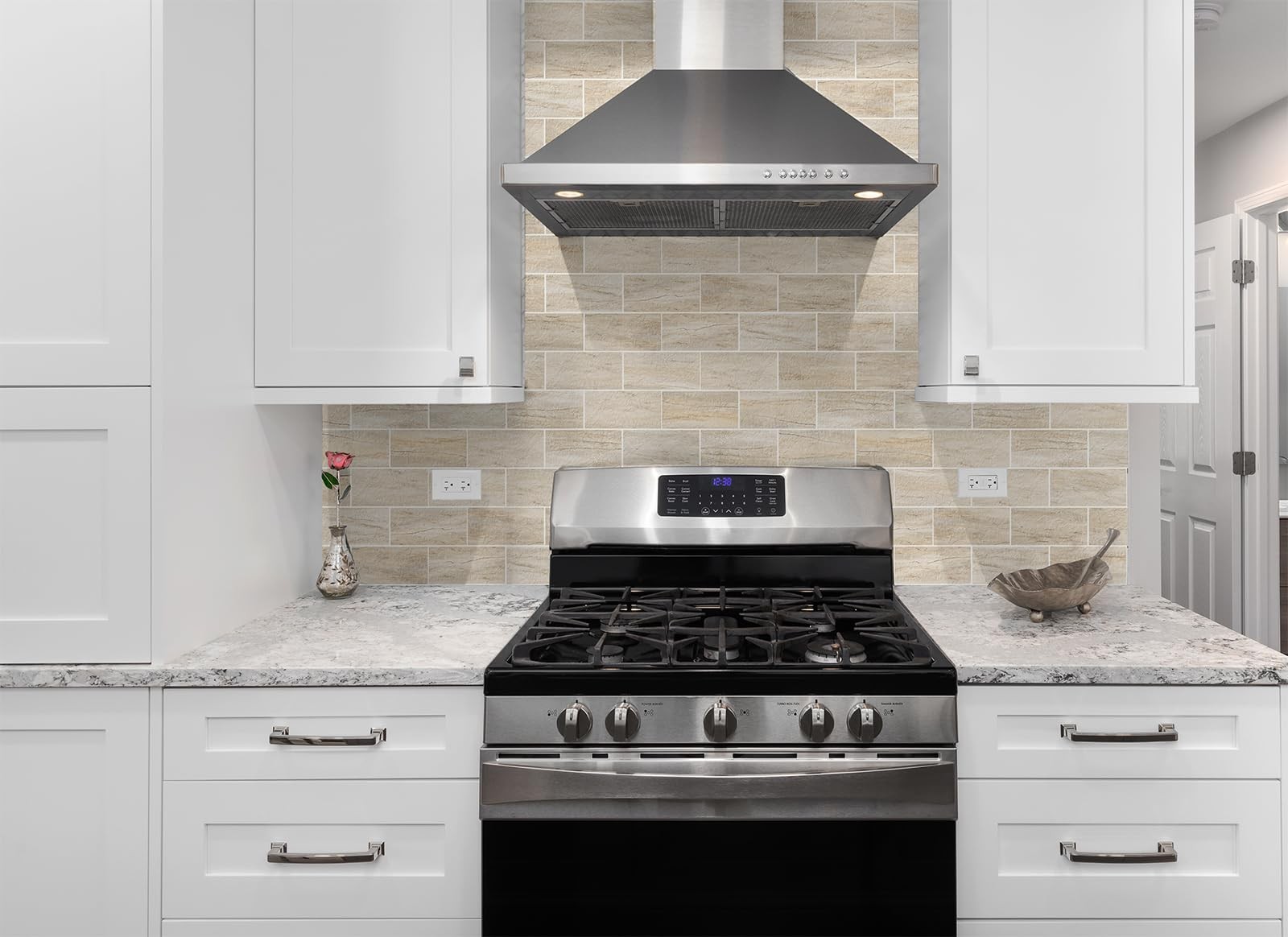 Azulejos Adhesivos Estilo Metro Beige Y Gris Para Bano Pack De 100 Lujo