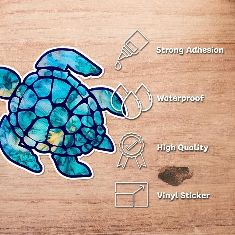 Ocean Sea Turtle Decal Waterproof Vinyl Sticker for Car Window Tumbler 5 H"