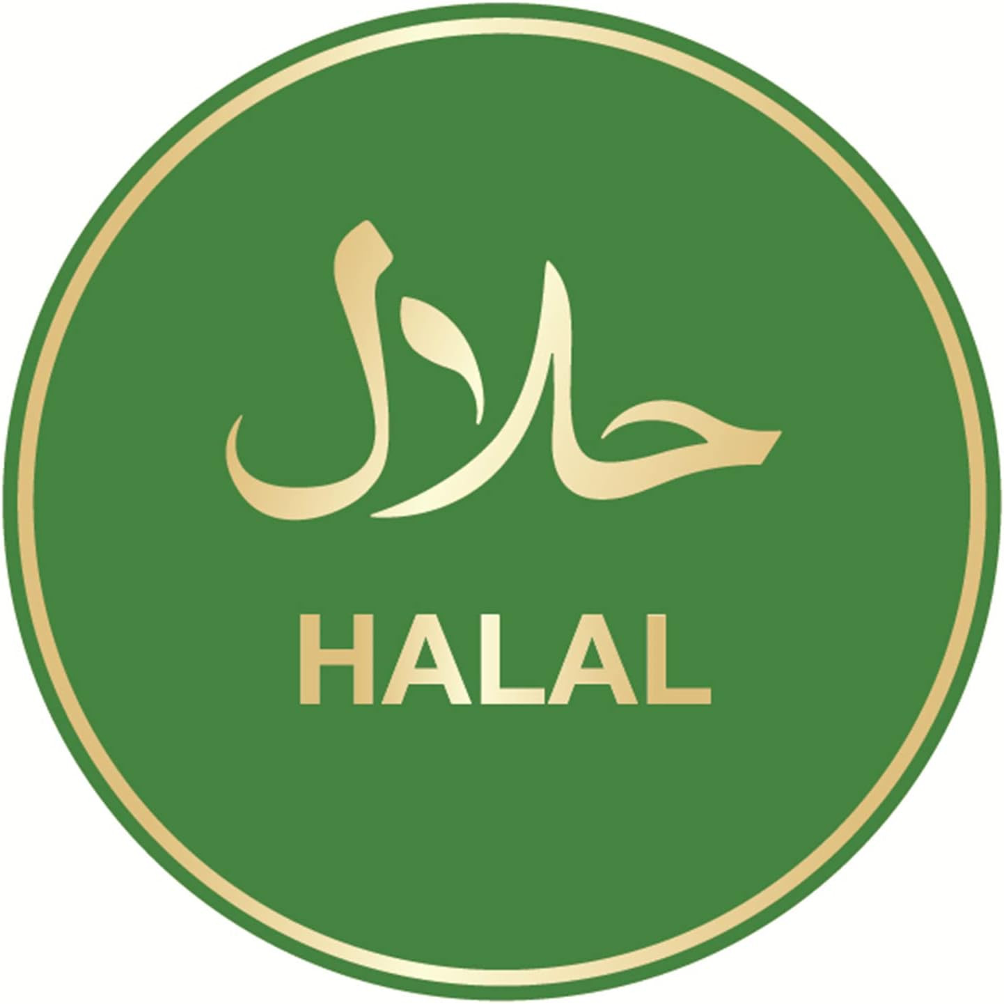 Halal Sticker for ,1.5Inch 300Pcs Green Gold Stamping Halal Sticker for