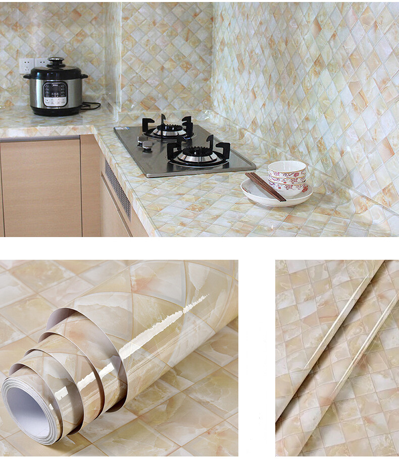 Self Adhesive Cabinet Wallpaper Oil-proof Waterproof Wall Sticker Kitchen Decor