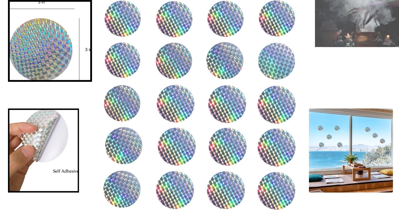 Holographic Bird Protection Window Decals – 20 Circular Stickers for Safety