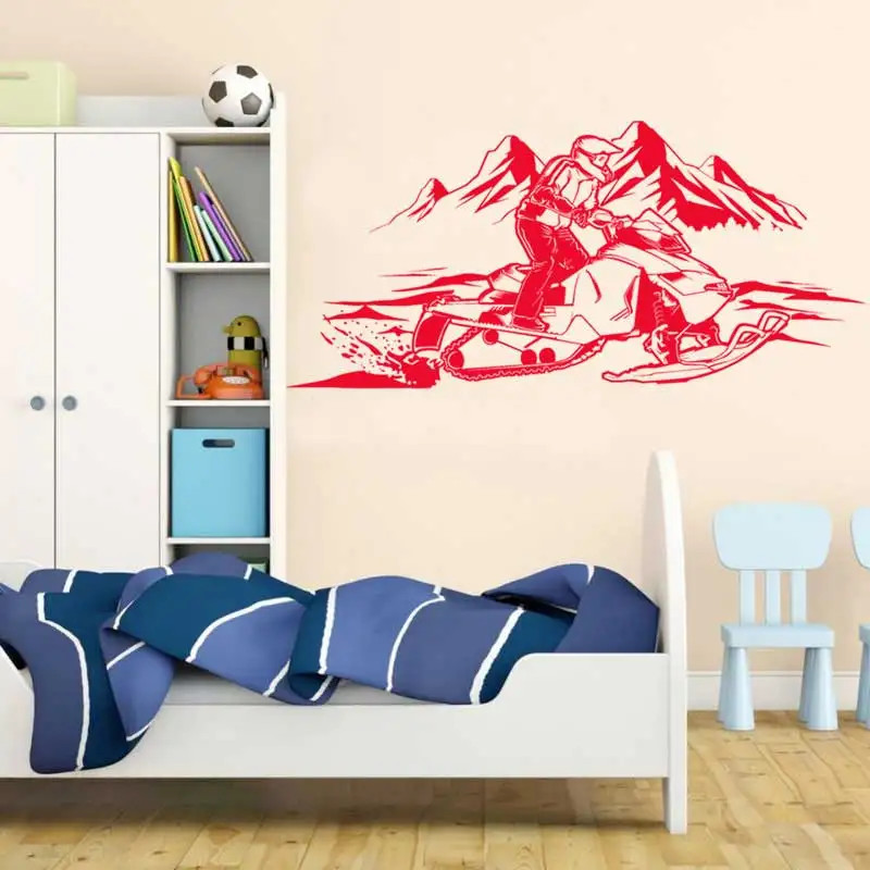 Snowmobile Extreme Sports Vinyl Wall Sticker Winter Ski Sled Snowmobile Sticker