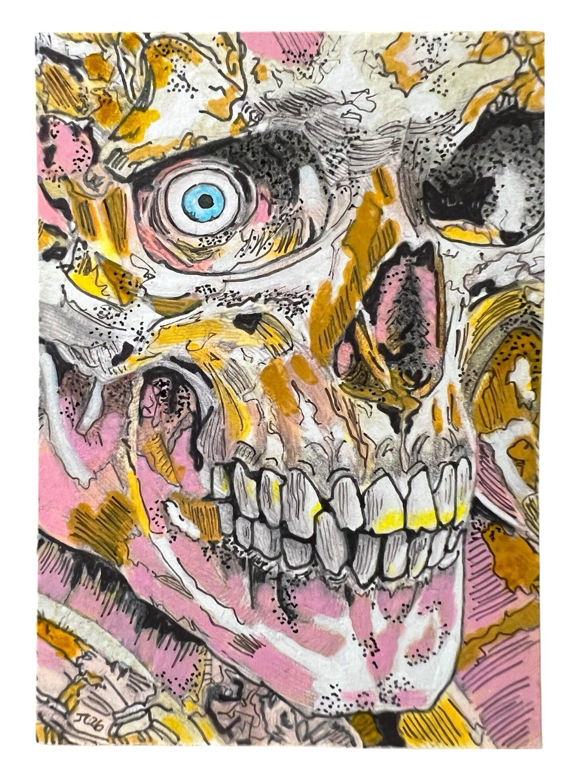 Skeleton Art Stickers Set 3×4” Glossy Waterproof Horror ACEO Pop OOAK Prints