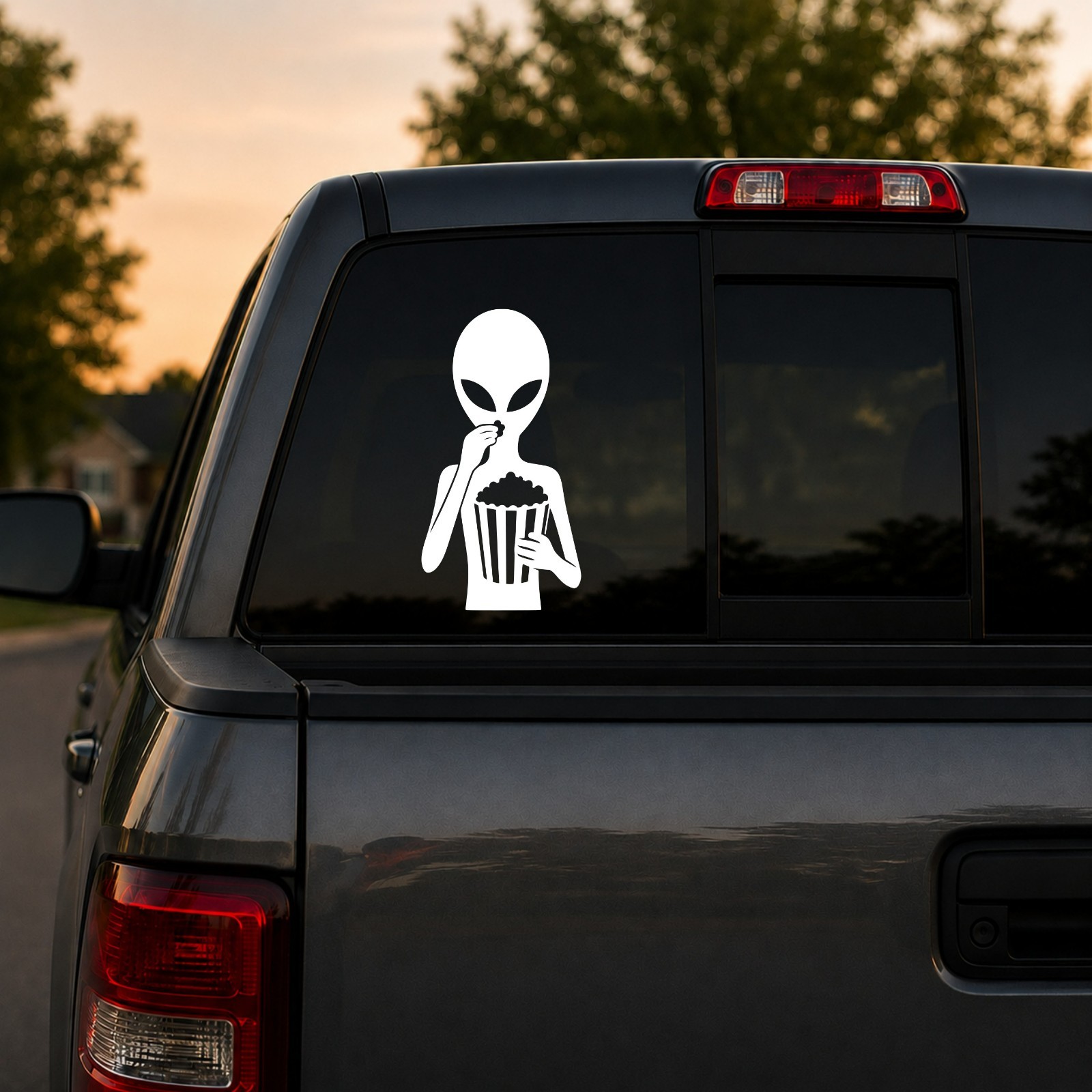 Alien Cinema Vinyl Decal Sticker – UFO – UAP – Extraterrestrial Sci‑Fi Car Truck