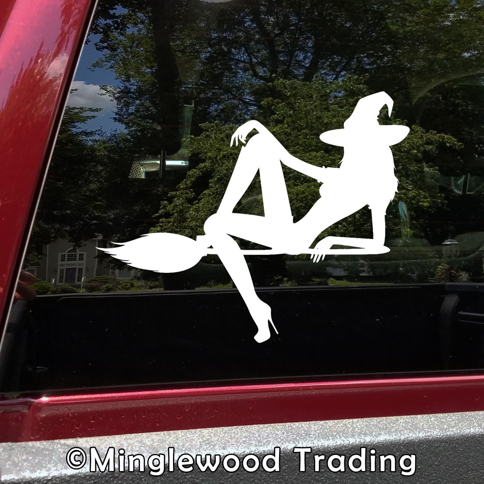 WITCH on BROOMSTICK Vinyl Decal Sticker -V3- Flying Halloween Sexy Witchcraft
