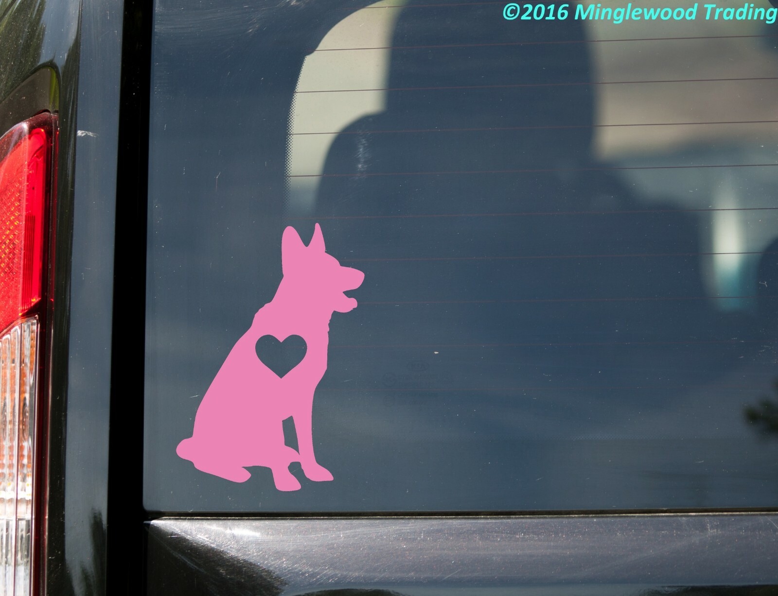 GERMAN SHEPHERD with Heart Vinyl Sticker – GSD Love Dog Puppy -V1- Die Cut Decal