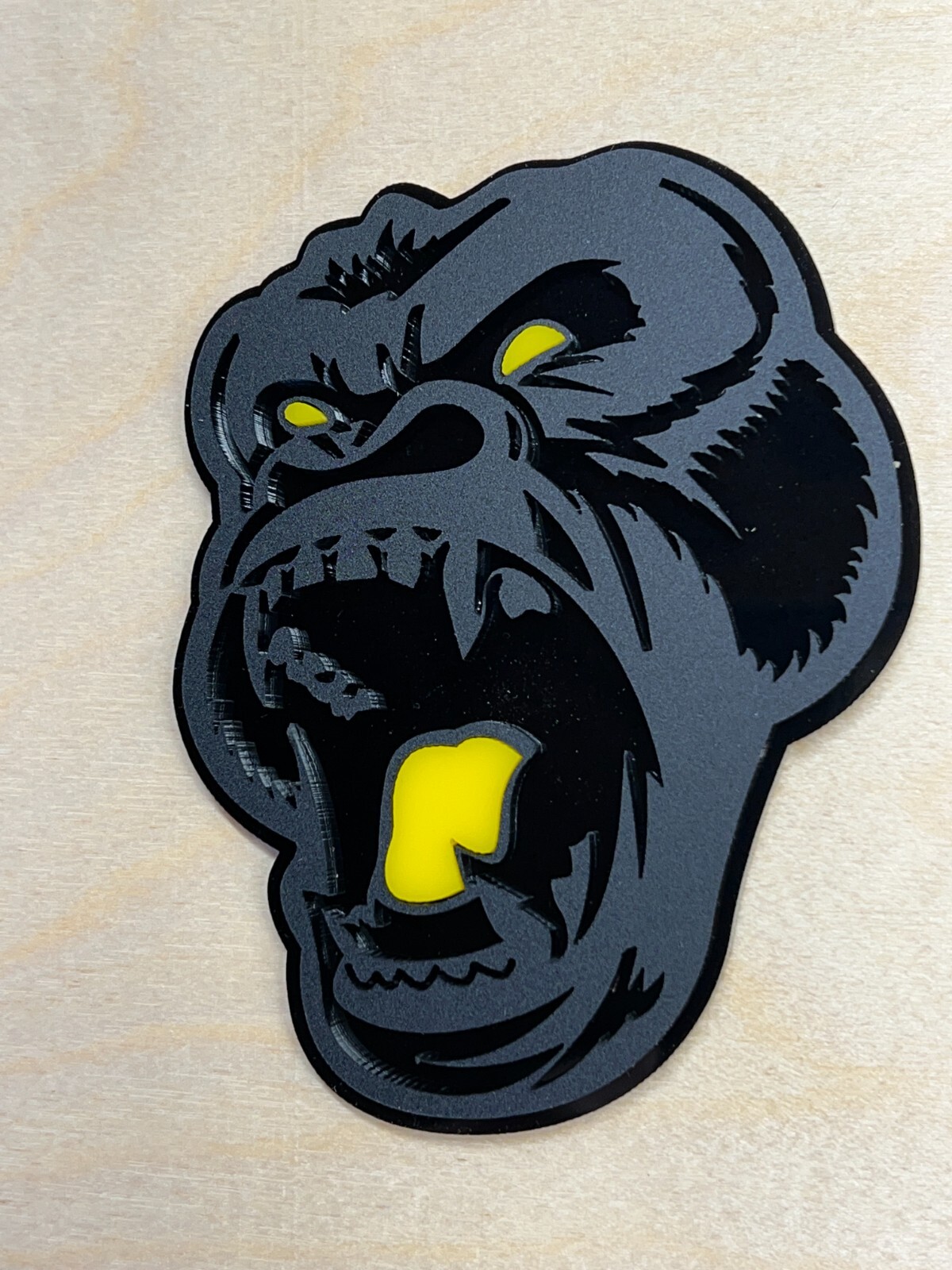 Angry Gorilla Yellow Eye Car Truck Emblem Badge Matte Black/Black Custom PK of 2