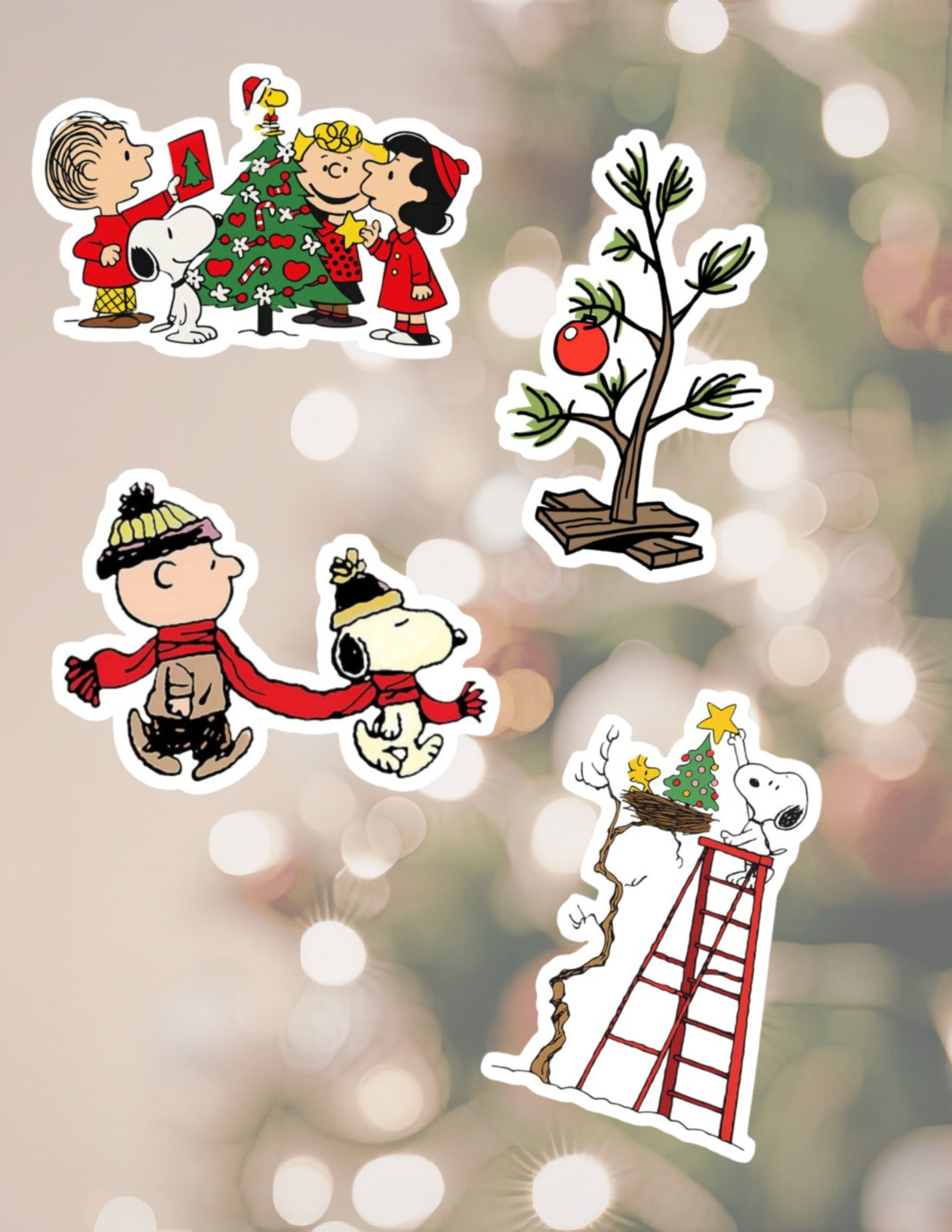 Charlie Brown Christmas 4pc Sticker Pack