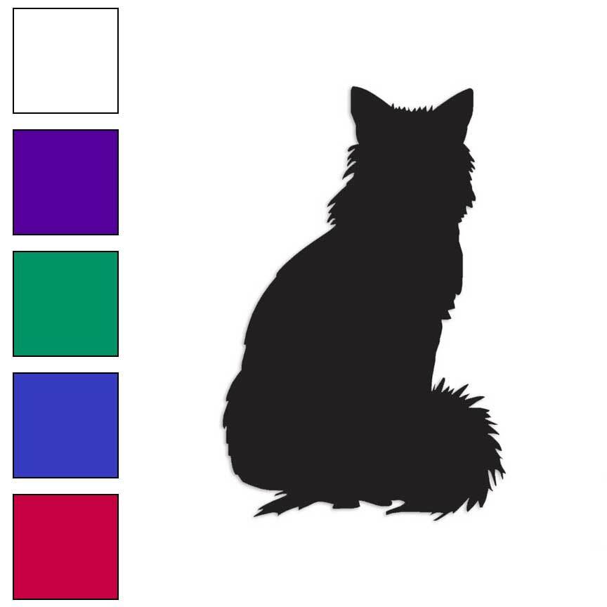 Fluffy Cat Kitten, Vinyl Decal Sticker, Multiple Colors & Sizes #2862