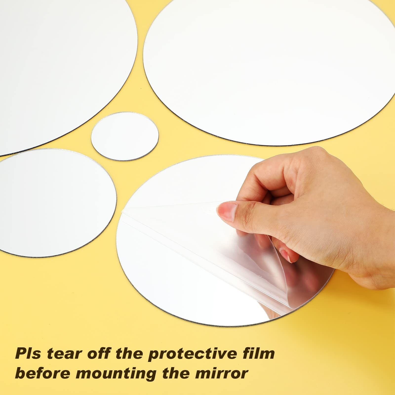 32 Pieces Mirror Wall Stickers Removable Acrylic Mirror Setting Adhesive Roun…