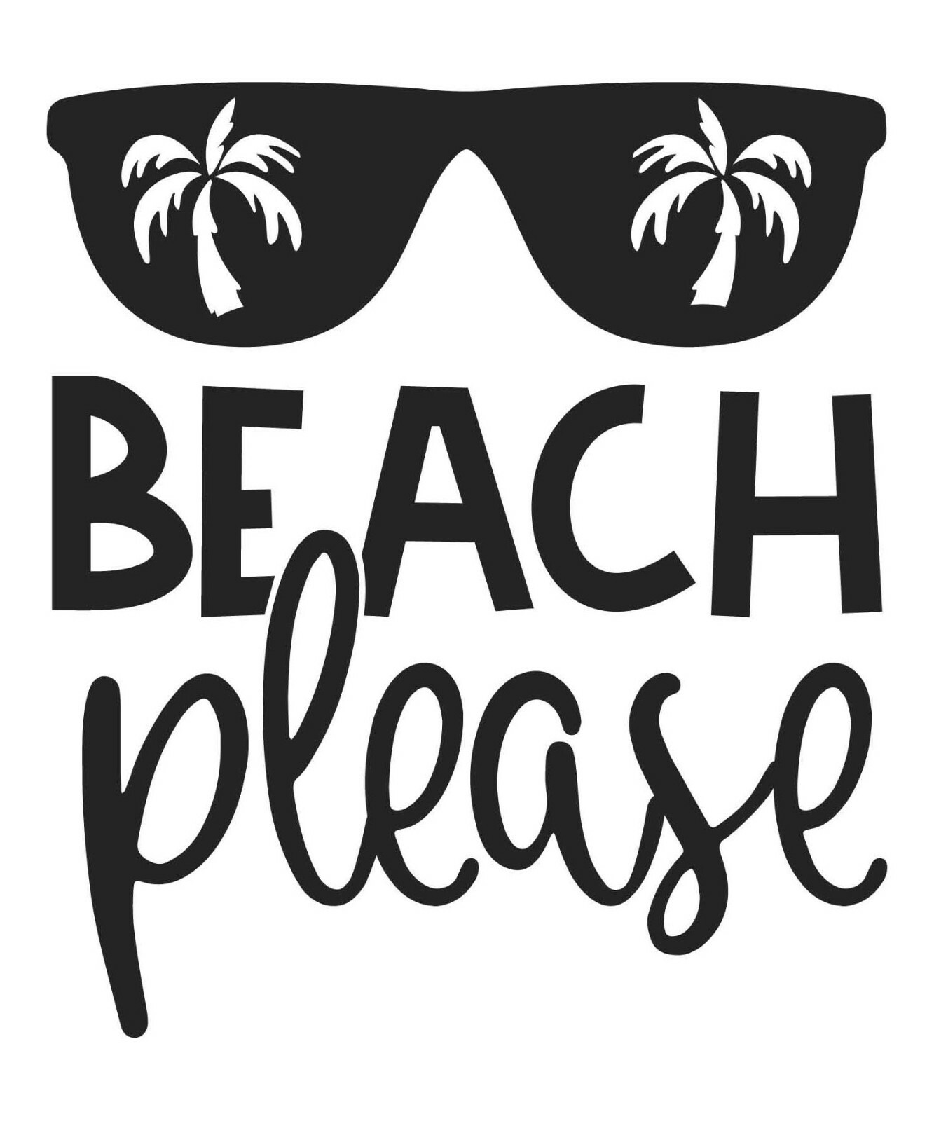 Beach Please Sunglasses Palm Trees Ocean Decal Sticker for car cup laptop