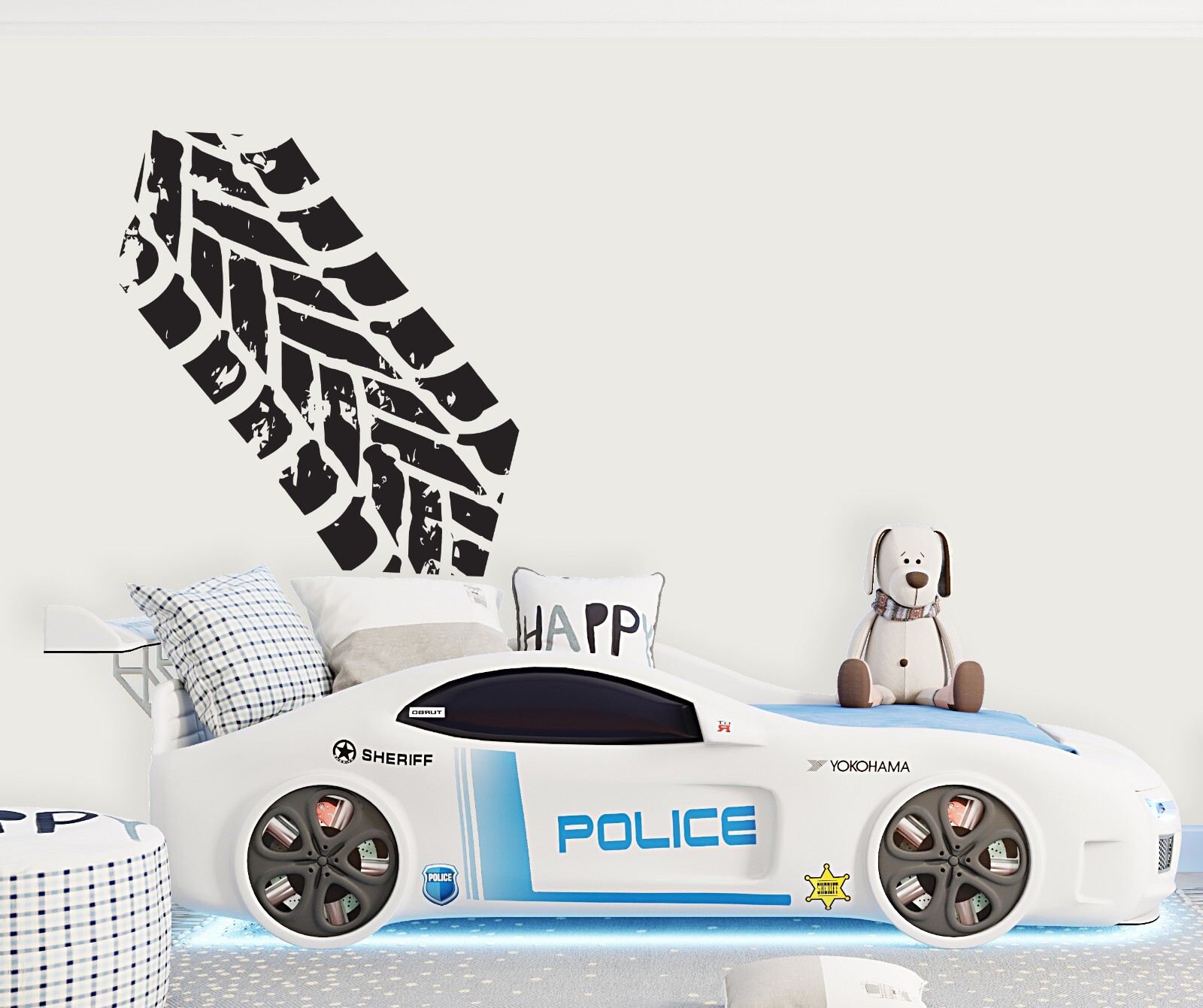Tire Tracks Wall Decal, Race to Style with Tire Tracks Wall Decals se196