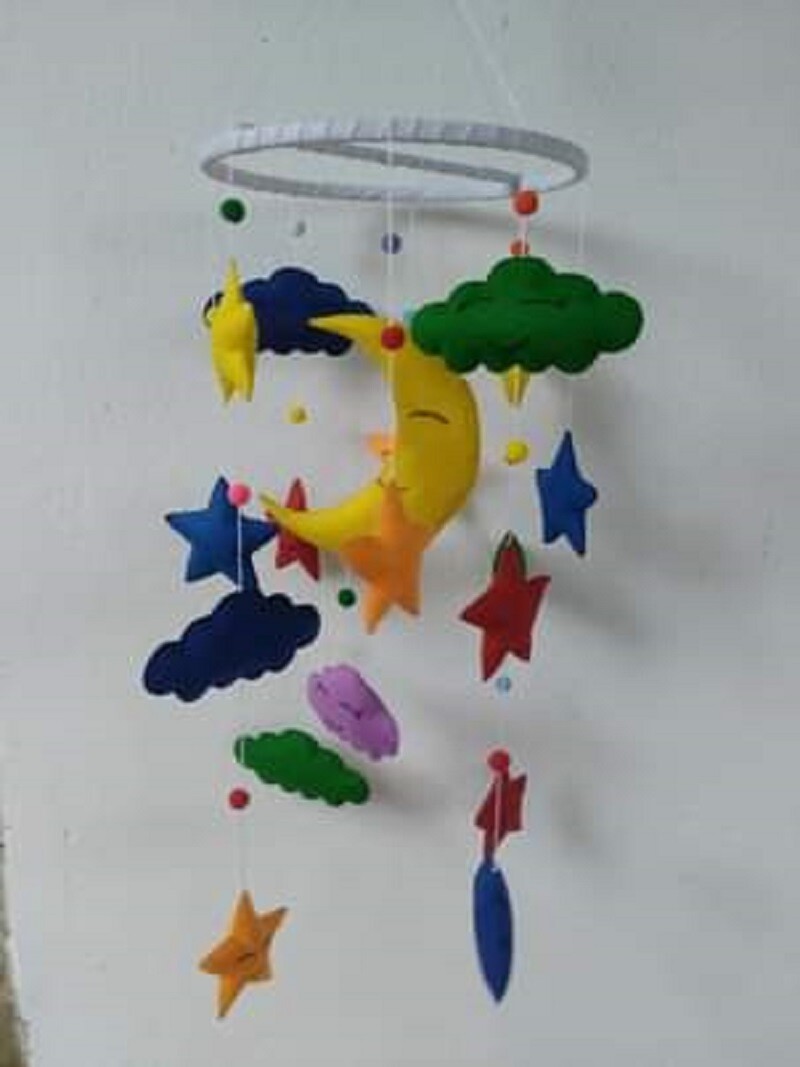 HANDMADE FELT MACRAME BABY COT MOBILE WALL HANGING BABY ROOM Nursery 3D Decorr