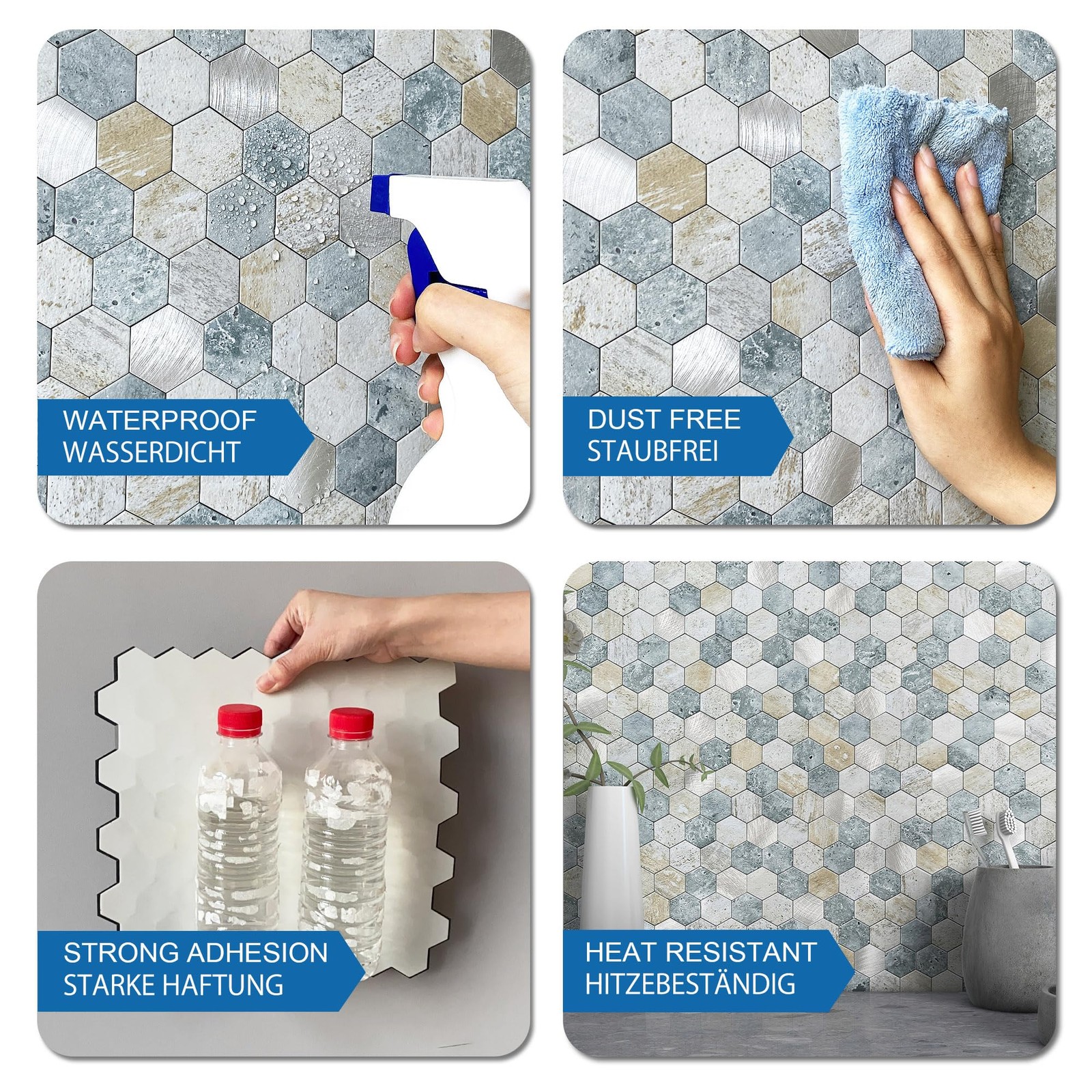 MOFIT Hexagon Peel and Stick Backsplash Tiles Kitchen,Self-Adhesive Metal and…