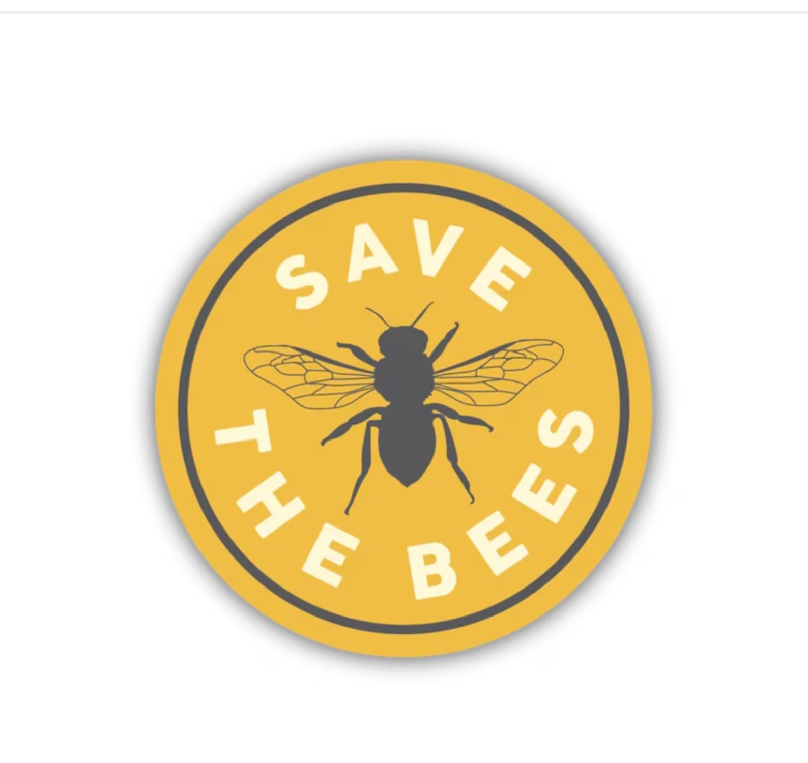 Save The Bees Vinyl Sticker Decal, Waterproof, Yellow Black Round 3"
