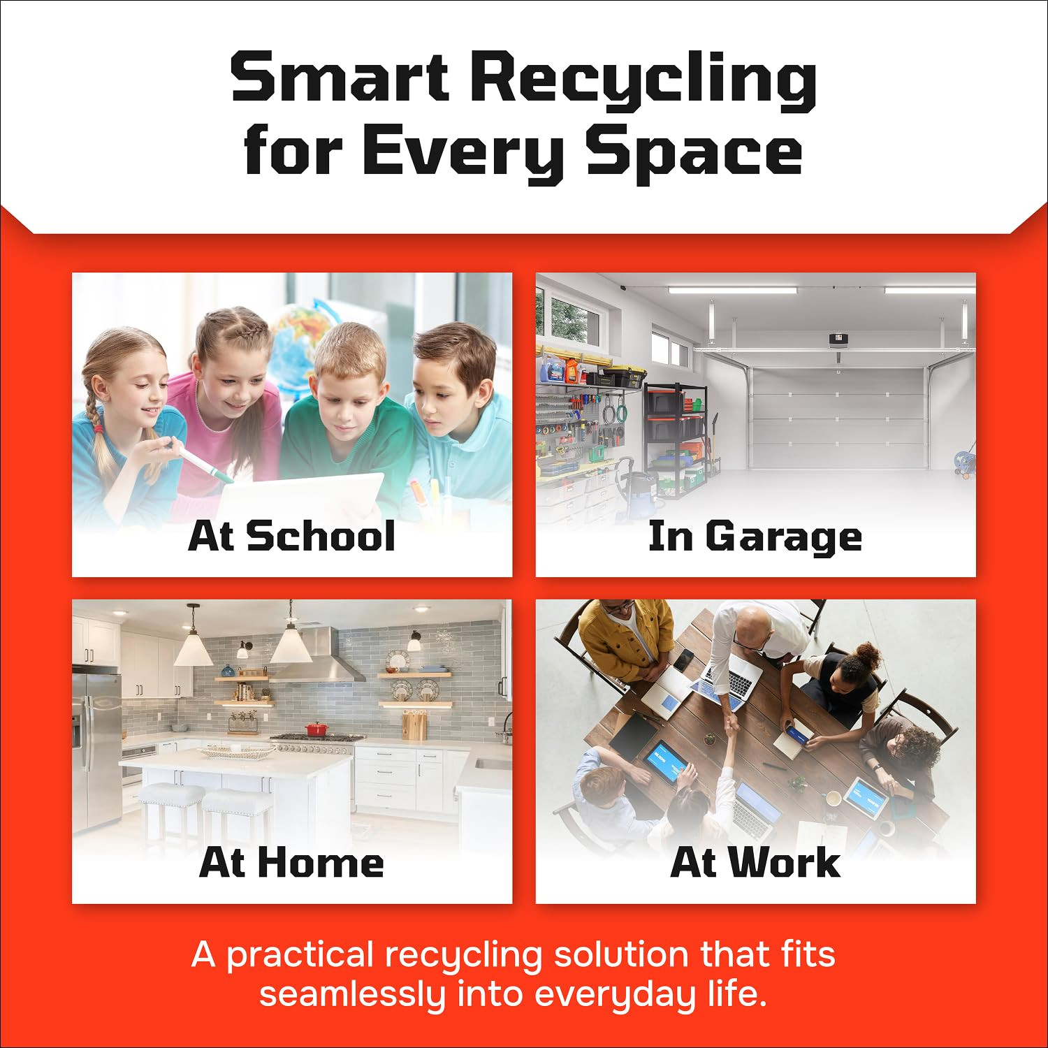 Multi Bin Recycling System with Three Stackable 6 Gallon Recycle Bins for Kitche