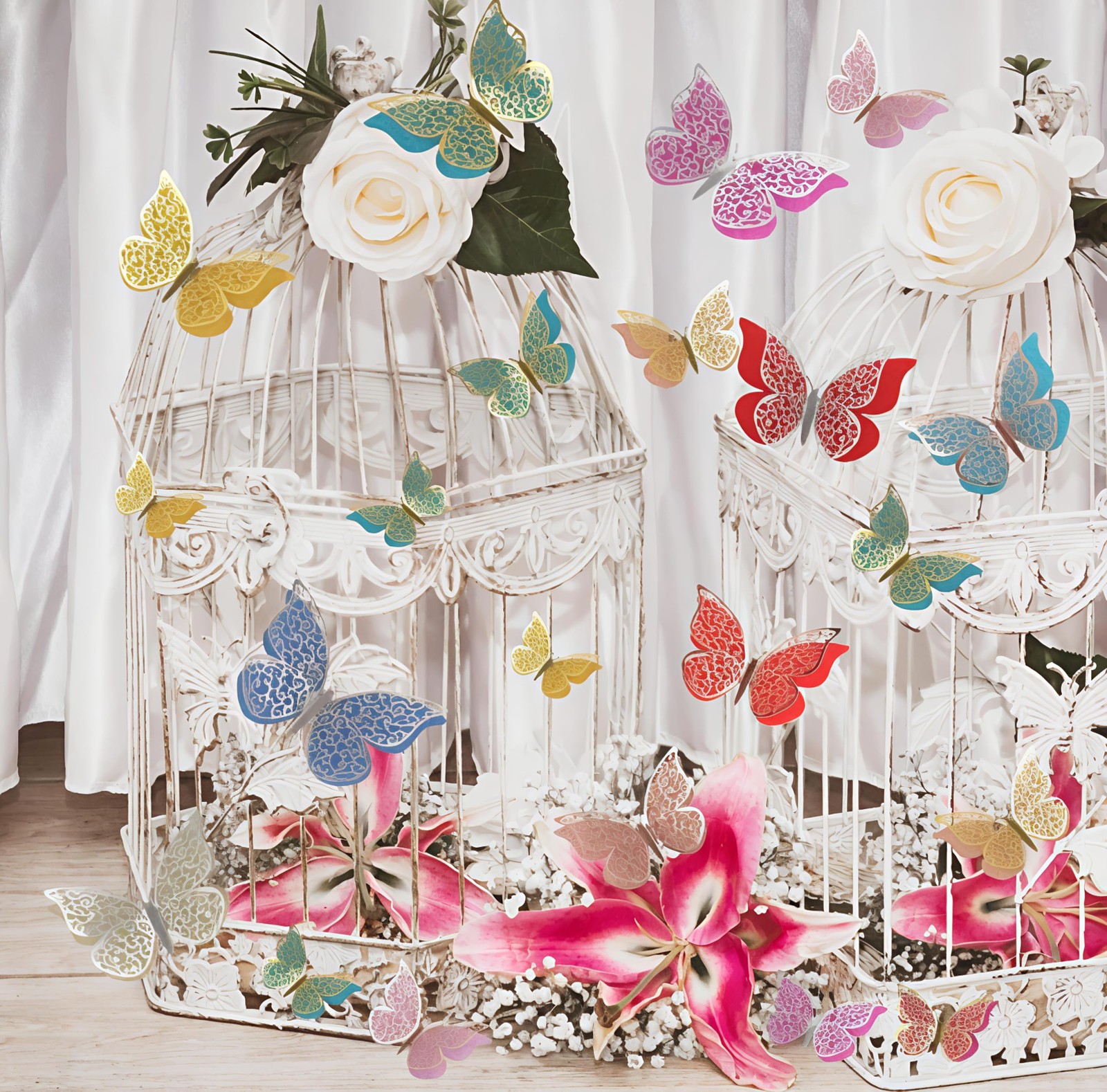 3D Metallic Silver Butterfly Wall Stickers Set of 12 | Multicolor Decorative …