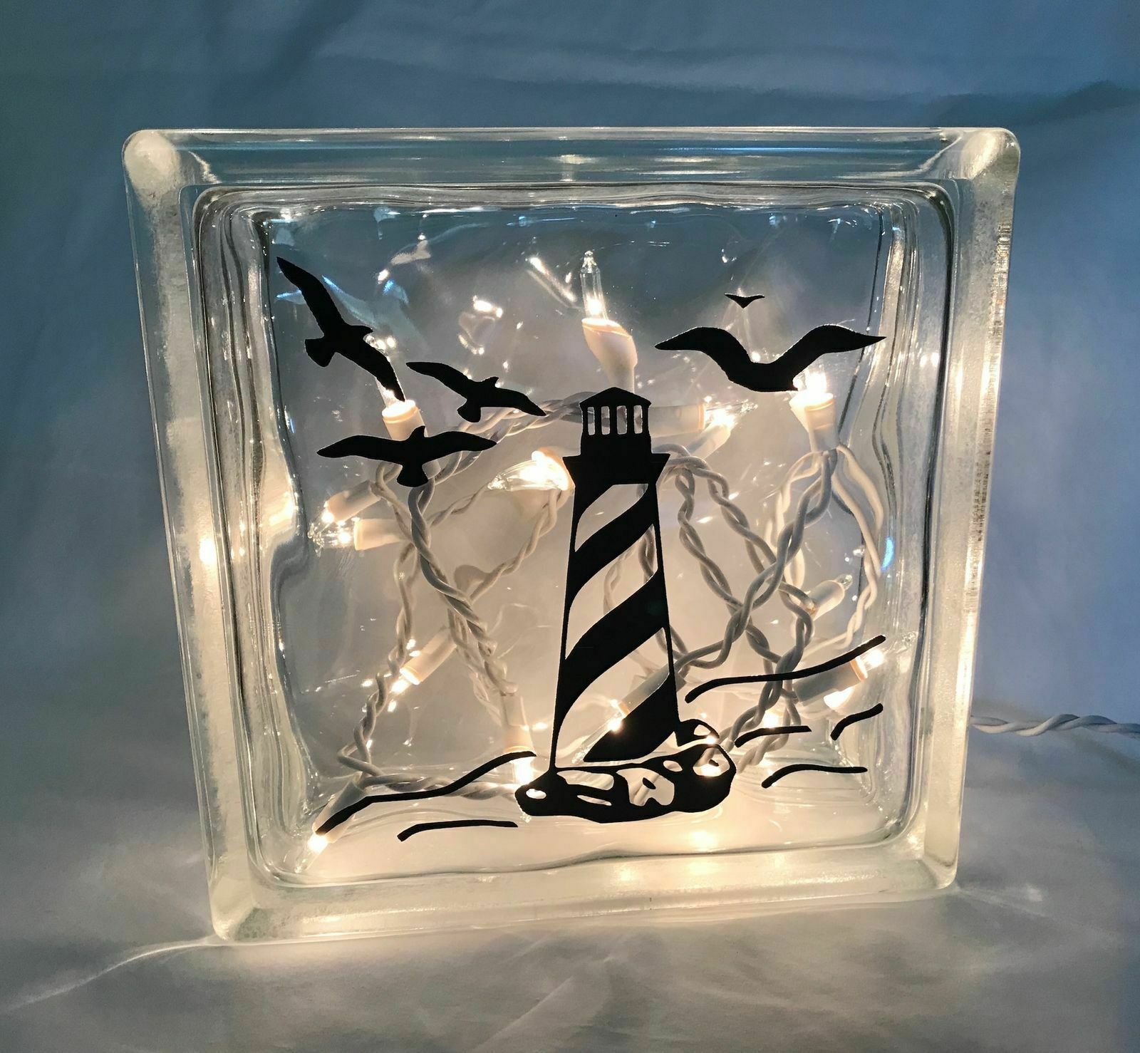 Lighthouse seagulls ocean beach decal sticker for DIY 8" glass block tile