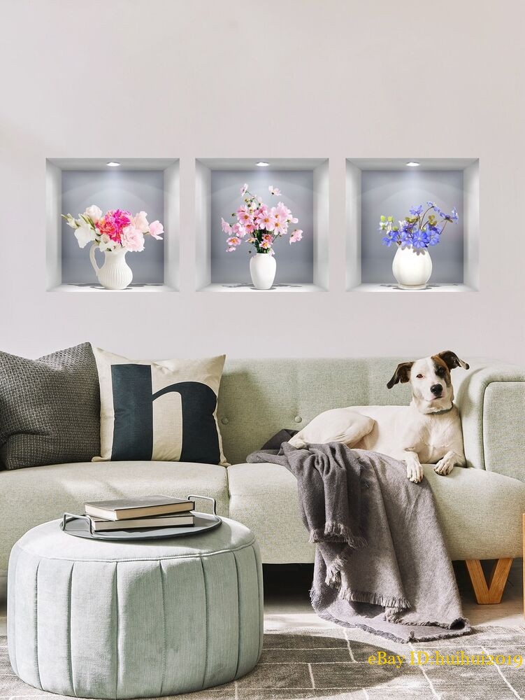 1pc Flower Design Pattern Wall Sticker Removable DIY Wall Art Decor Decals