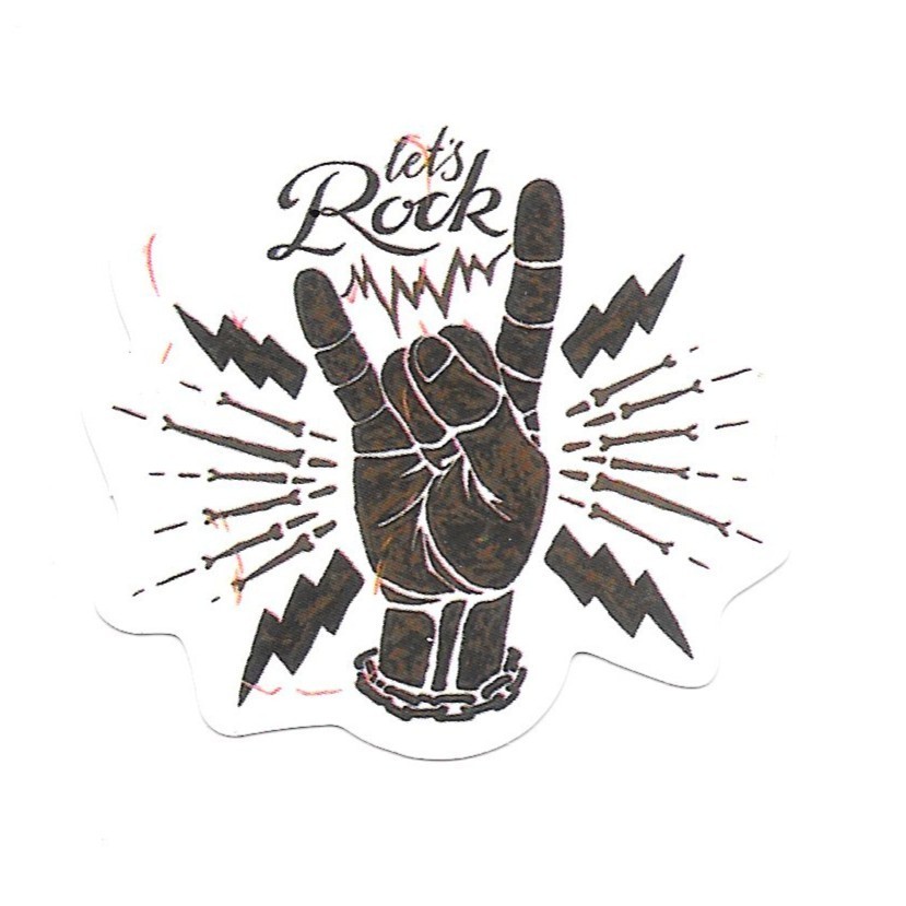 Let's Rock Sticker Horns Hand Gesture Decal Lightning Bolt Music Band Gift Cool
