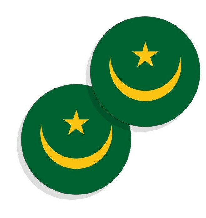 Mauritania Flag Stickers Flag Decals Round Indoor Outdoor Circles 4 pack