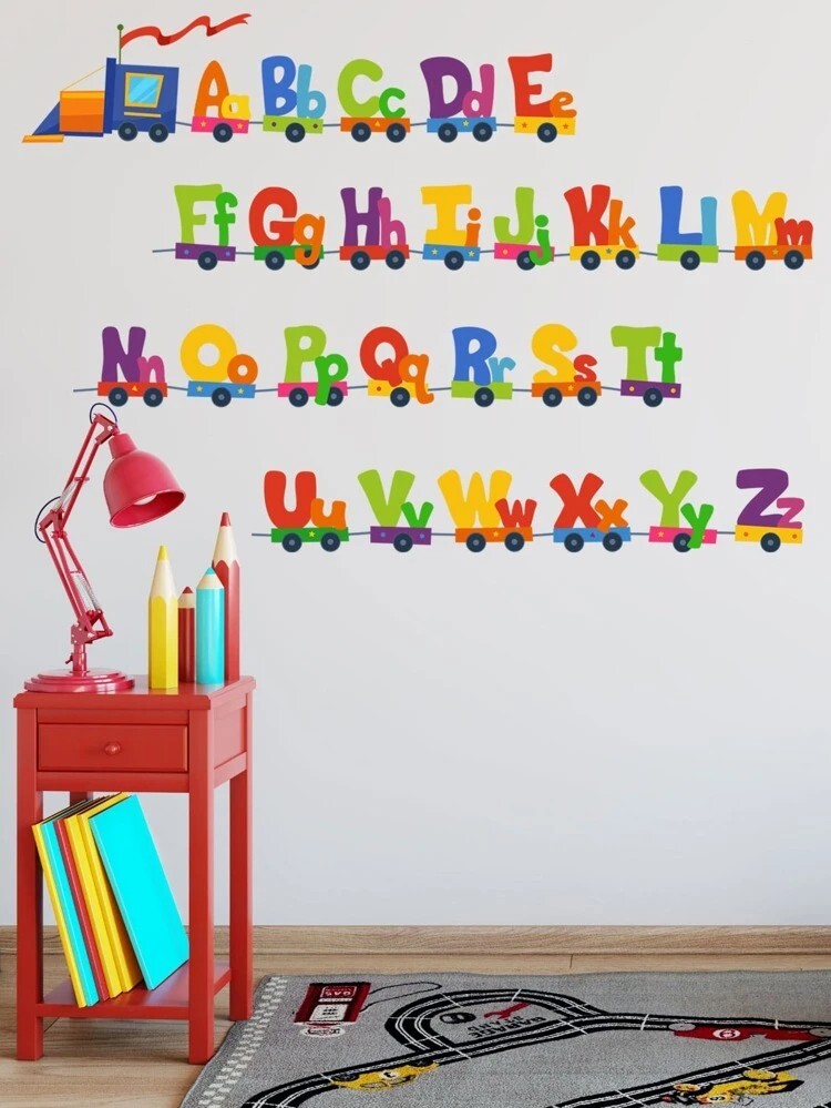 Alphabet Letter Desing Print Wall Sticker Baby Kids Rooms.