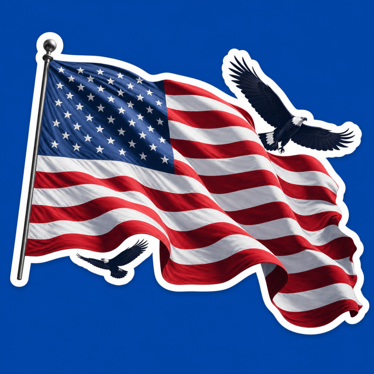 3 Inch American Flag Sticker Bald Eagle USA Patriotic Vinyl Decal Freedom