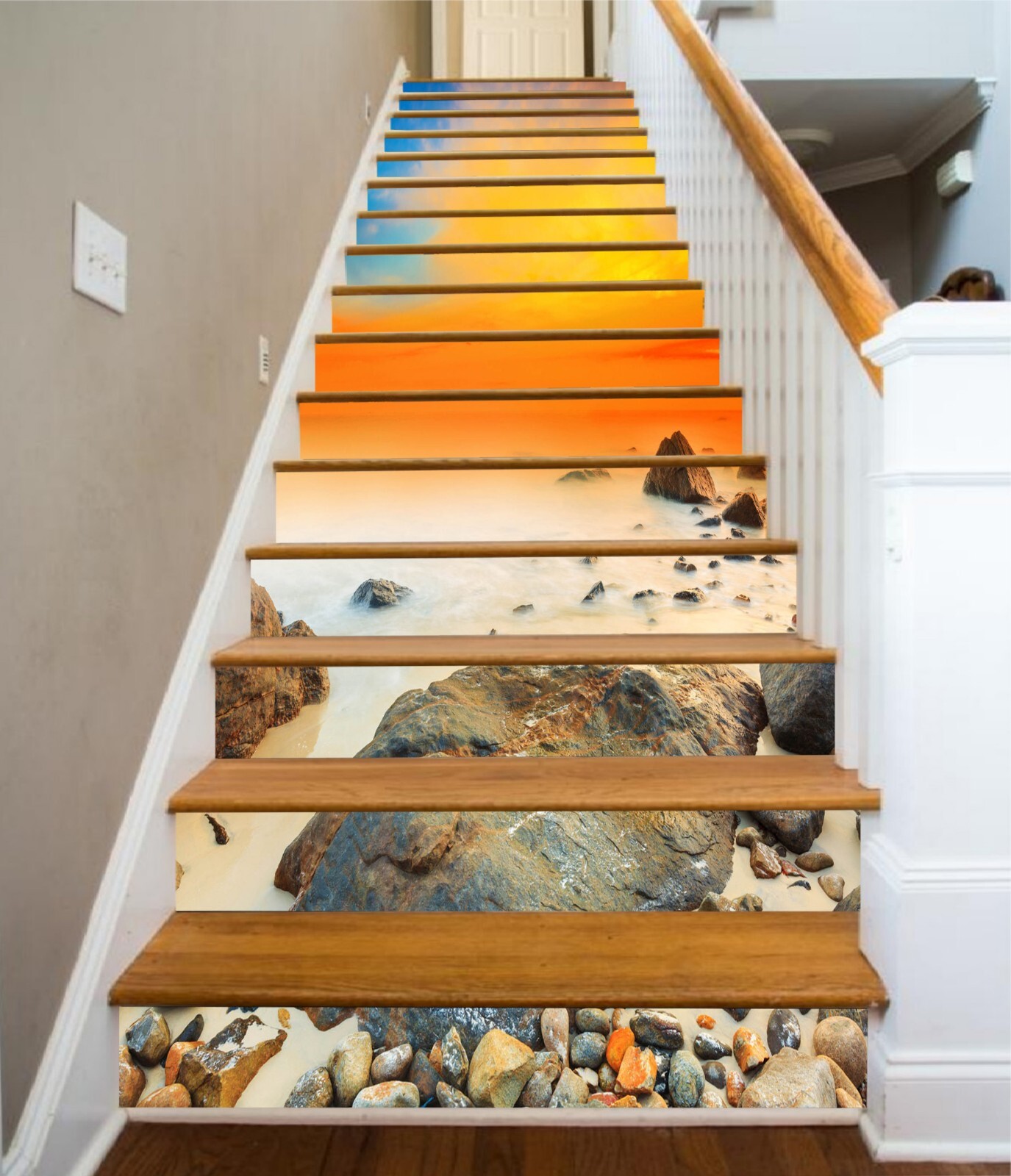 3D Stone Beach AZ1098 Stair Risers Decoration Mural Vinyl Wallpaper Kay