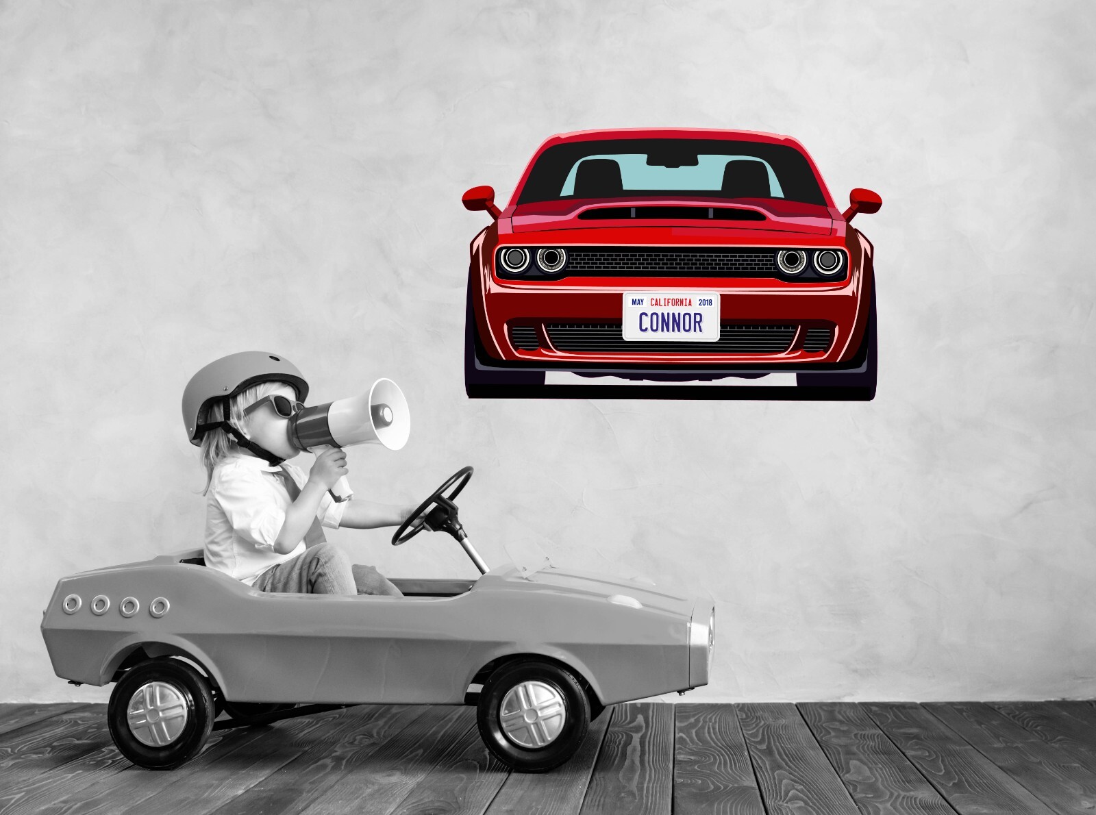 Personalized Car Wall Decal – Custom Name Car Wall Sticker, Kid Room Decor se206