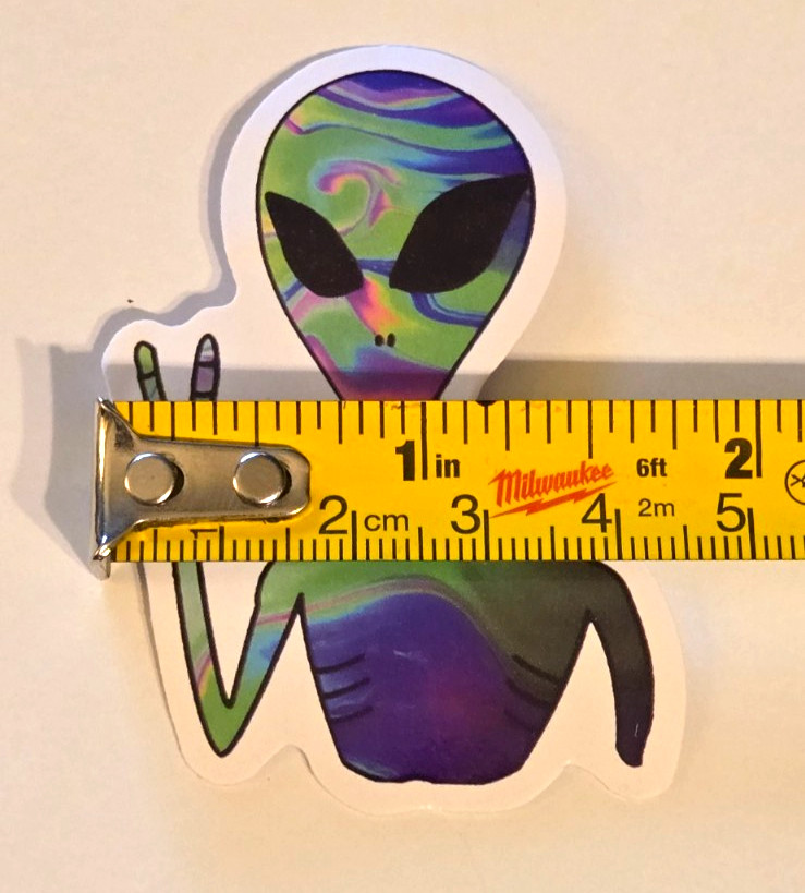 TRIPPY ALIEN OUTER SPACE UFO Vinyl Sticker Decal Computer Laptop Water Bottle