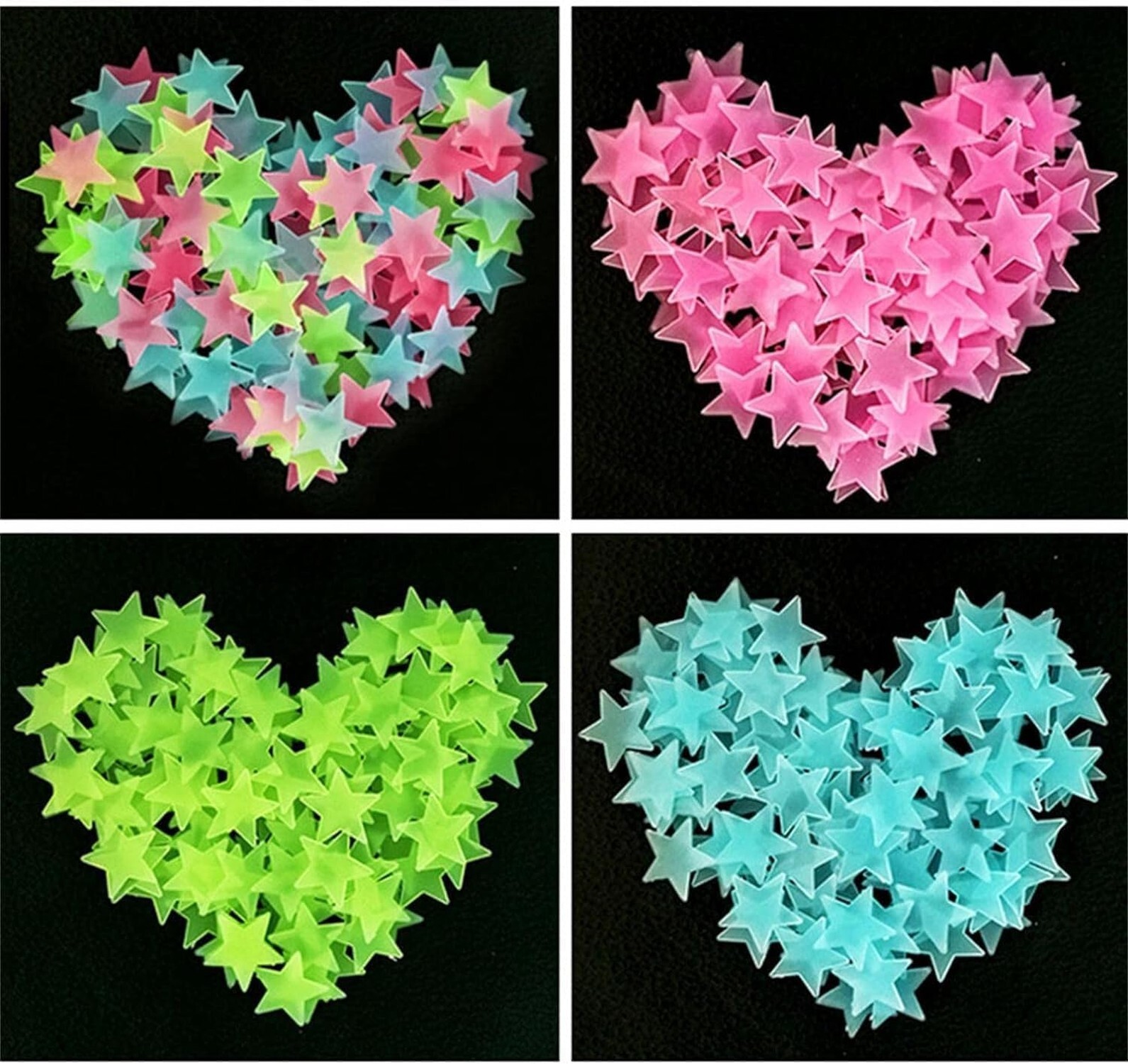 50 Pcs Multicolor Glow in The Dark Luminous Stars Fluorescent Noctilucent Pla…