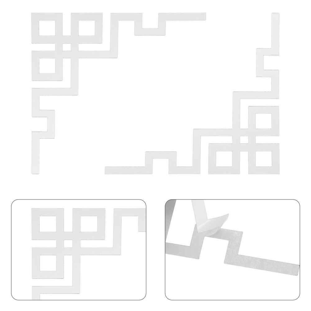 12 Pcs Acrylic Hollow Mirror Tiles Wall Applique Corner Stickers Self Adhesive