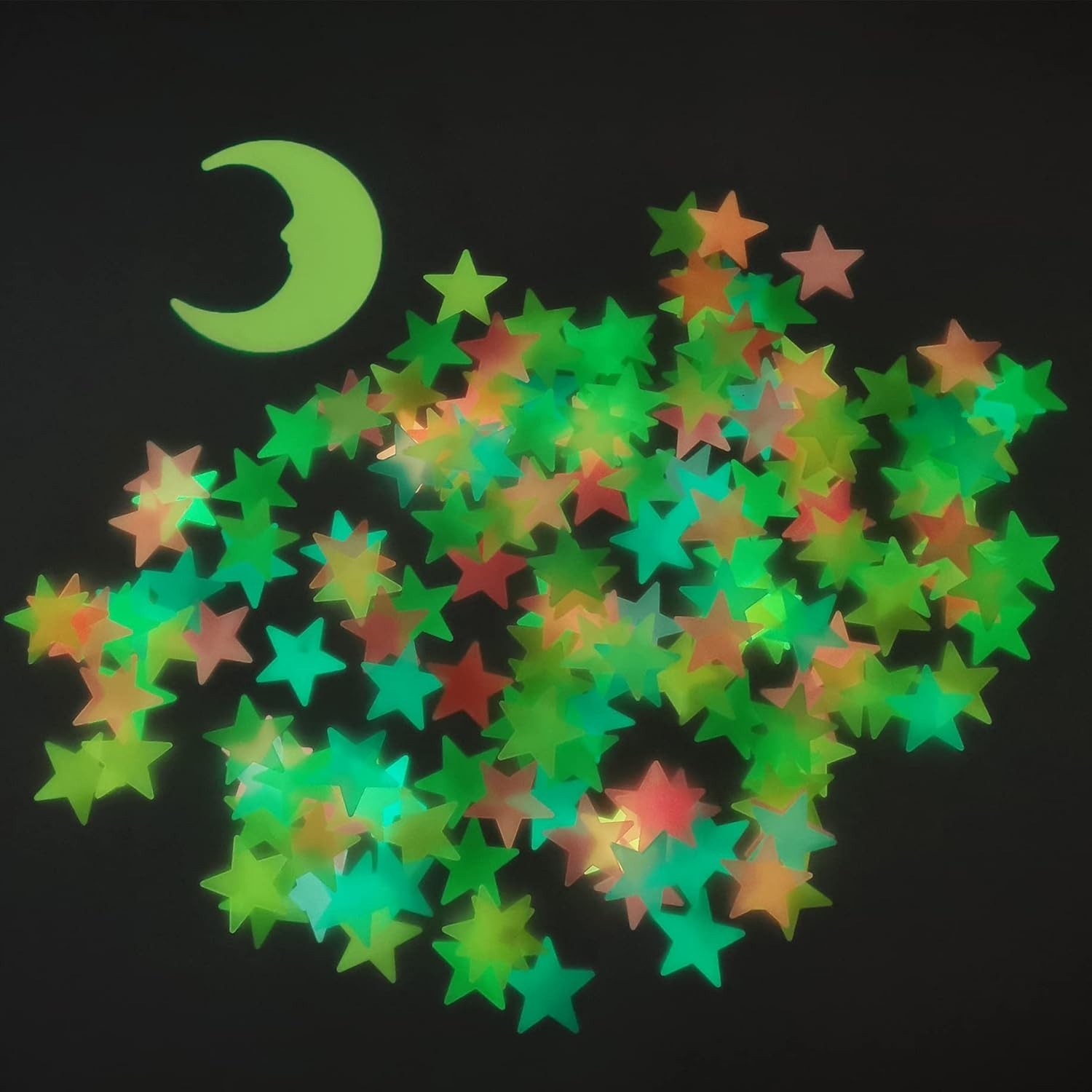 Realistic 3D Glow Stars Stickers Set – Perfect Night Light for Kids' Bedrooms