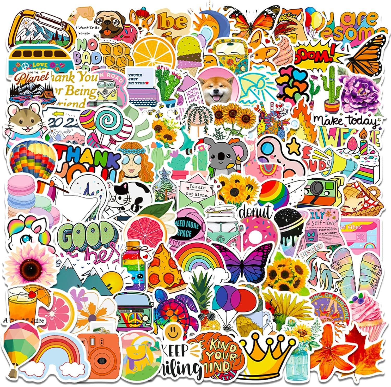 Art Stickers for Kids Teens Adults, 100 Pcs Cute Aesthetic Vinyl Waterproof Stic
