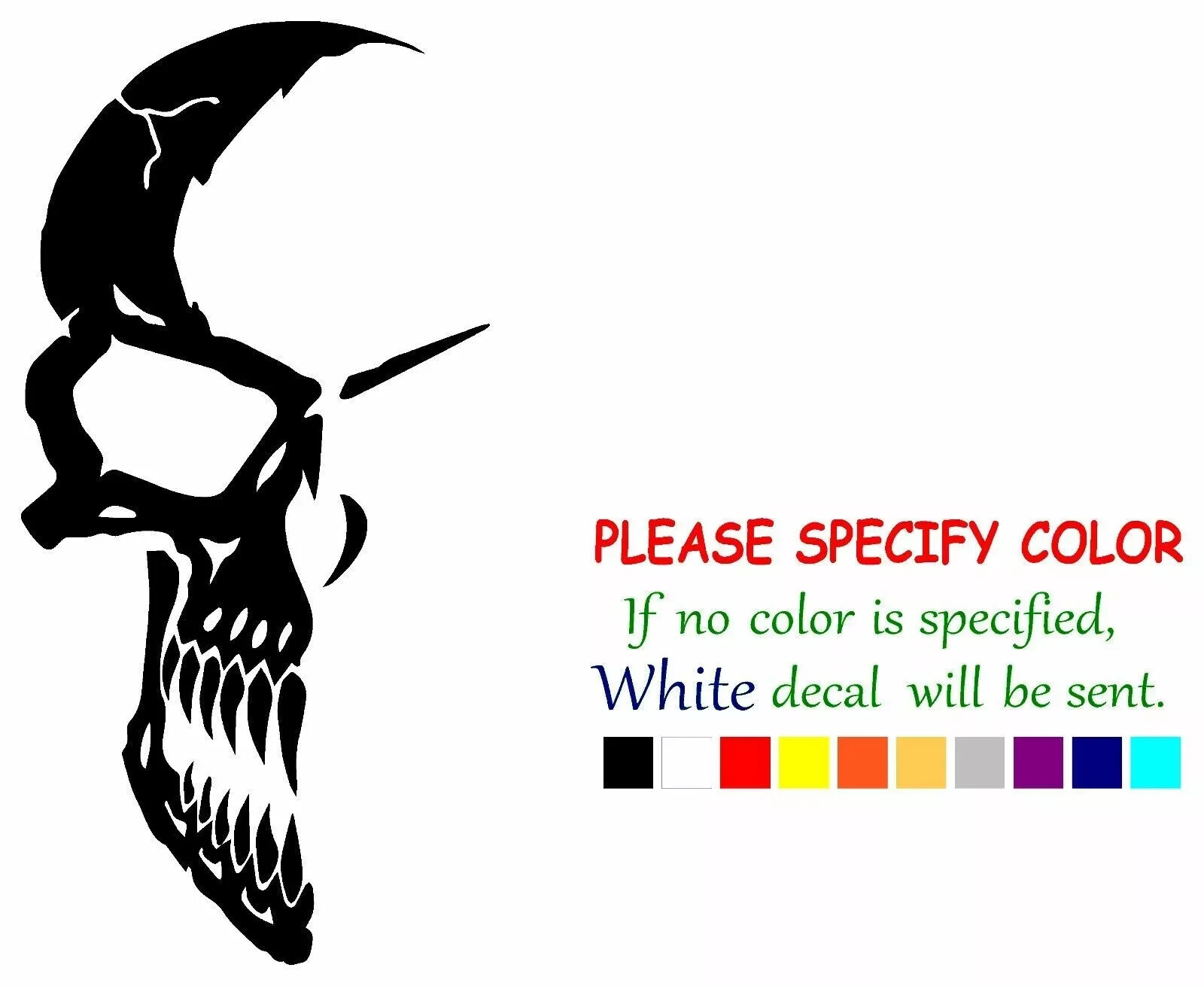 Half Skul Vinyl Decal Sticker Car Truck Window Bumper Various Sizes