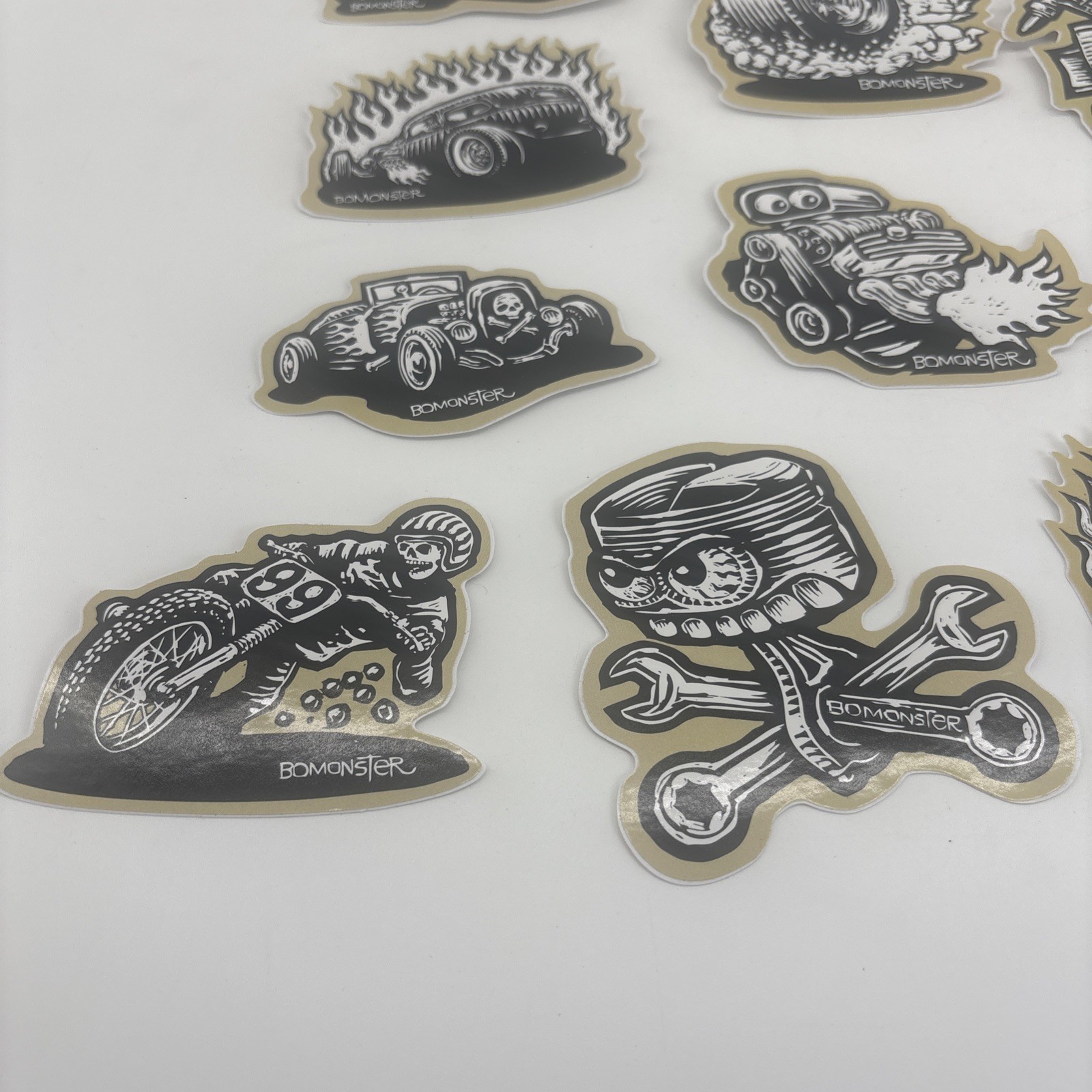 Lot of 18 BOMONSTER Hot Rod Vehicle Vinyl Stickers