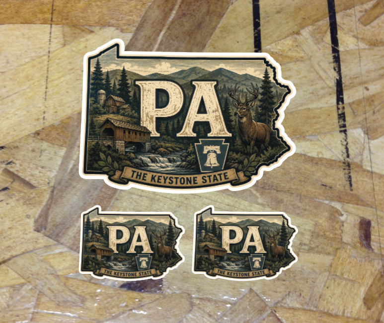 PA Pennsylvania State Flag Vintage Car Truck Bike Sticker Decal Made USA 3 for 1
