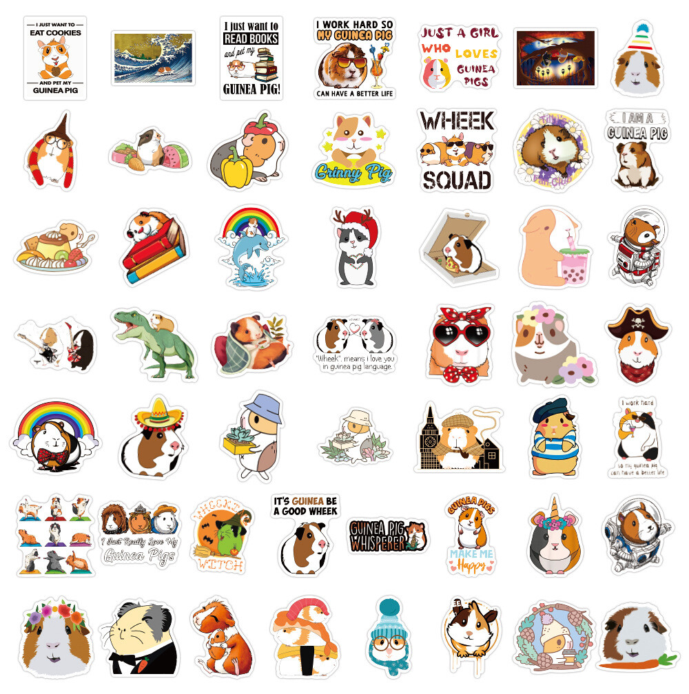 100Pcs Guinea Pig Sticker for Teens Girls Scrapbooking Water Bottles Waterproof