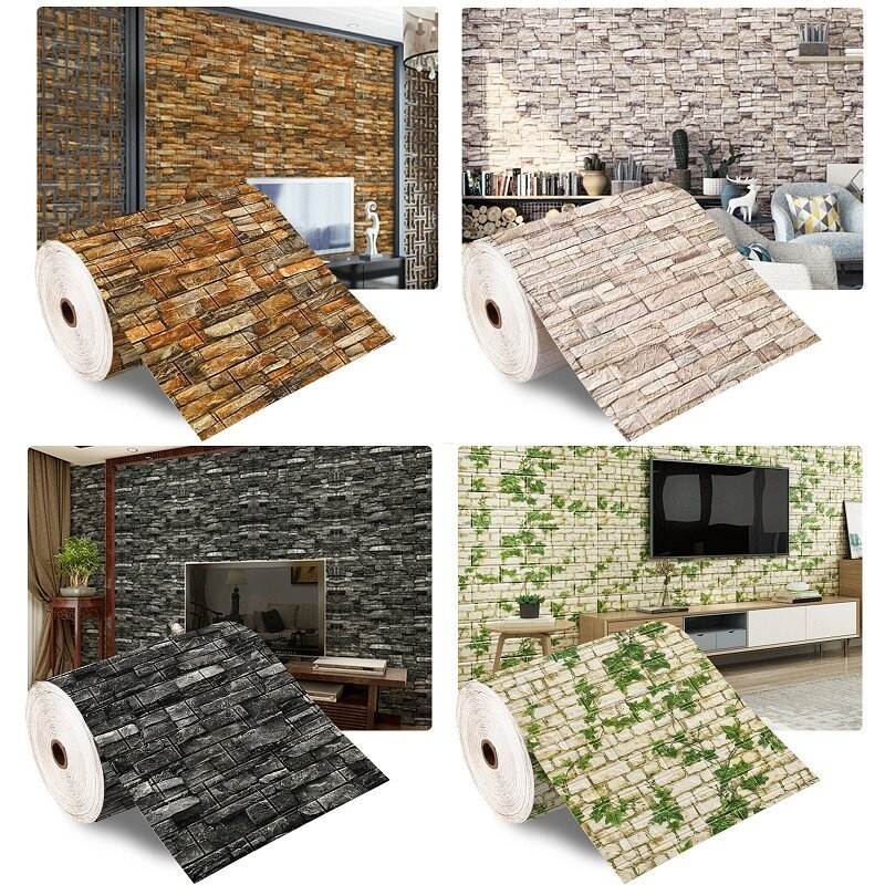 3D Brick Effect Wall Panels Self-Adhesive Wallpaper 70cmx1m XPE Foam Decor